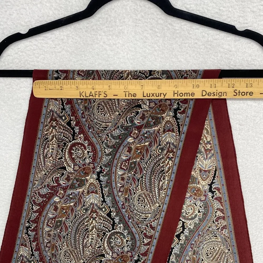LIBERTY OF LONDON Scarf Silk Crepe Paisley Hand Rolled Rectangular Red VTG